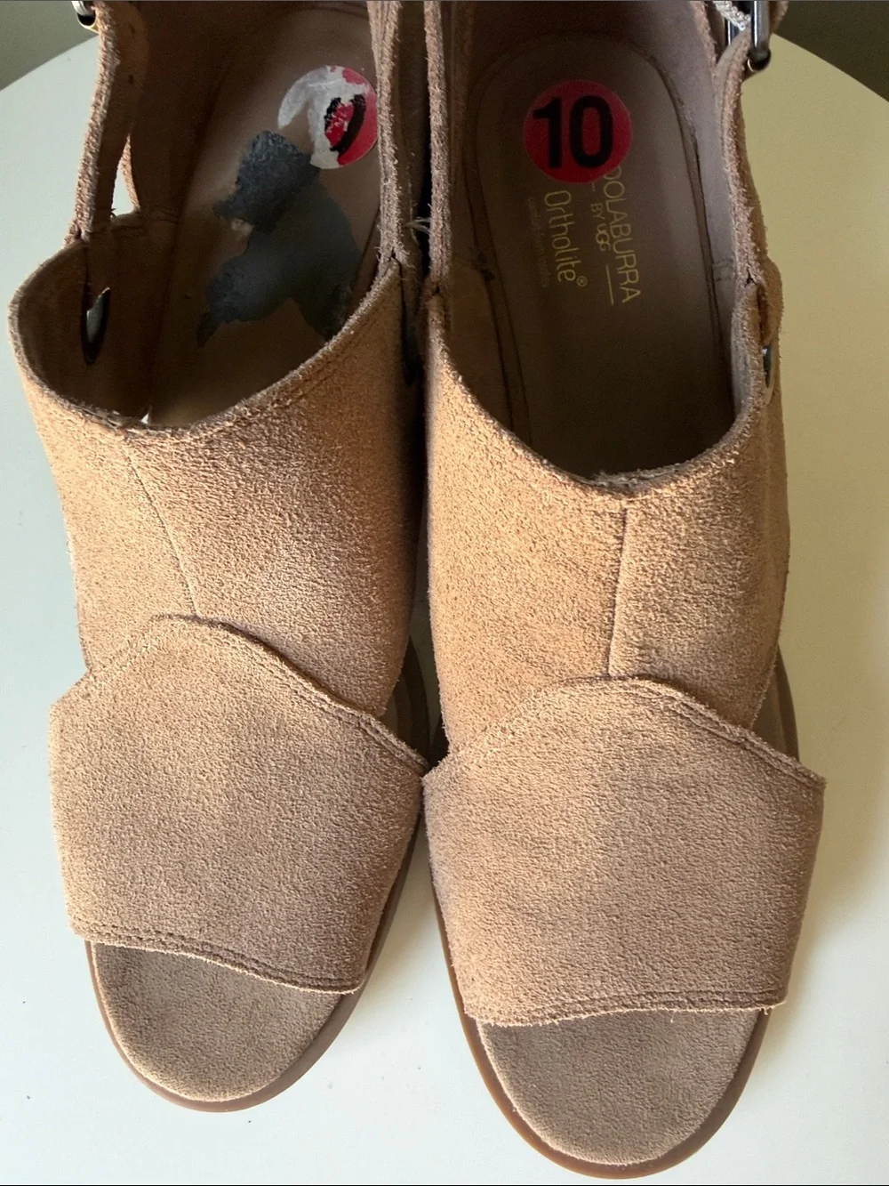 Koolaburra by UGG Suede Block Heel Sandals Ortholite Comfort open toe Adjustable